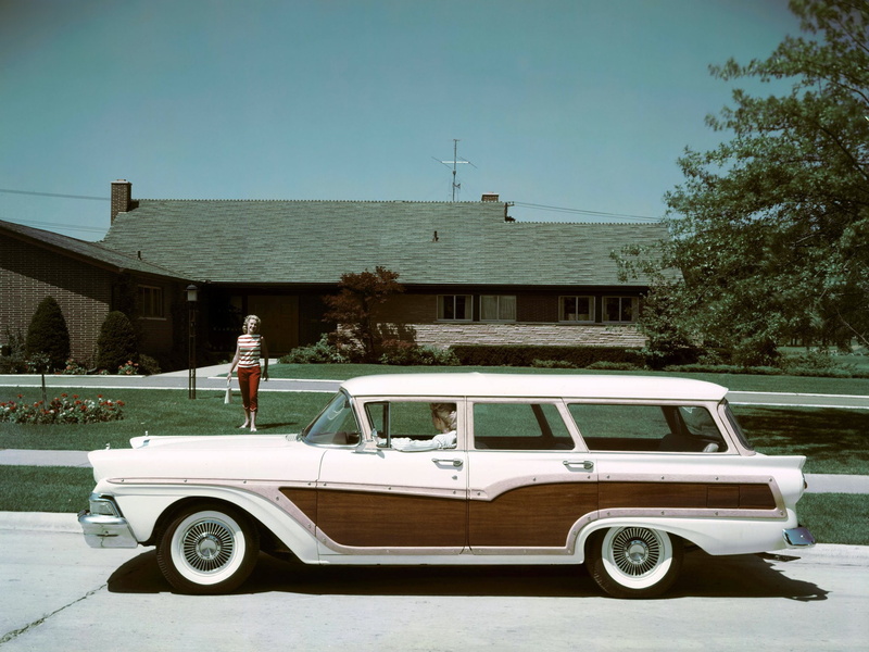 retro, 1080P, squire, country, 1957, ford, stationwagon