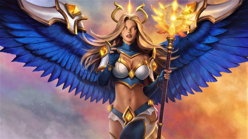 1080P, Girl, belief, illuminated, people, gold colored, beautiful woman, Angel, Angel Warrior, outdoors, clothing, hairstyle, Wings, religion, young adult