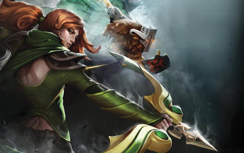 green color, art and craft, fantasy, females, males, 1080P, dota 2, spirituality, indoors, art, belief, windrunner, religion, arrow, smoke - Physical Structure