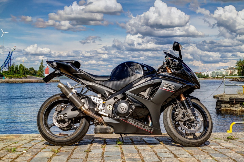 city, no people, cloud - sky, day, wheel, Suzuki GSX-R, street, water, motorcycle, mode of transportation, sunlight, road, 1080P, nature, sky, lake, side view