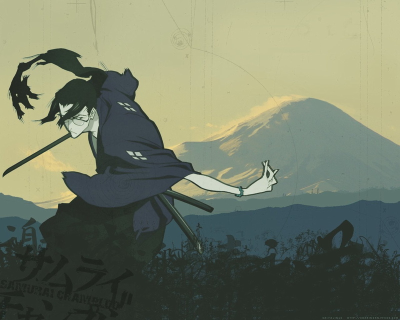 leisure activity, men, sunlight, samurai, holding, mountain, 720P, shadow, side view, Samurai Champloo, character, silhouette, nature, adult, real people