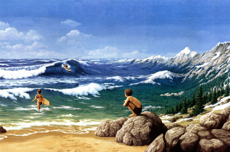 water, 2K, surreal, painting, Rob Gonsalves