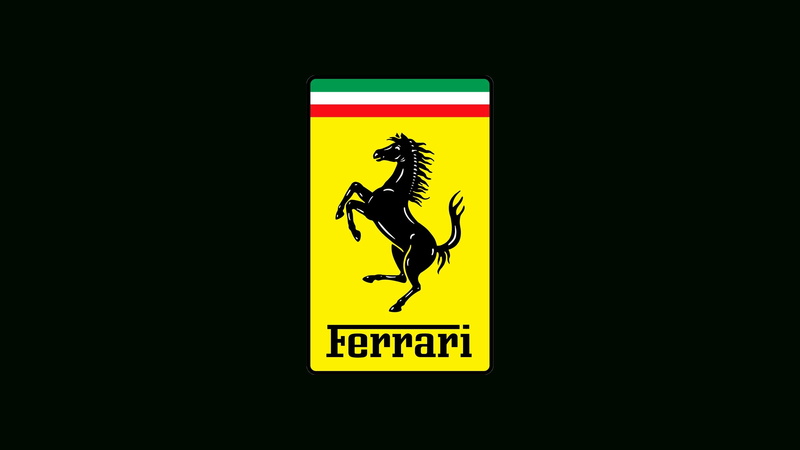 black, Ferrari, stallion, logo, 2K