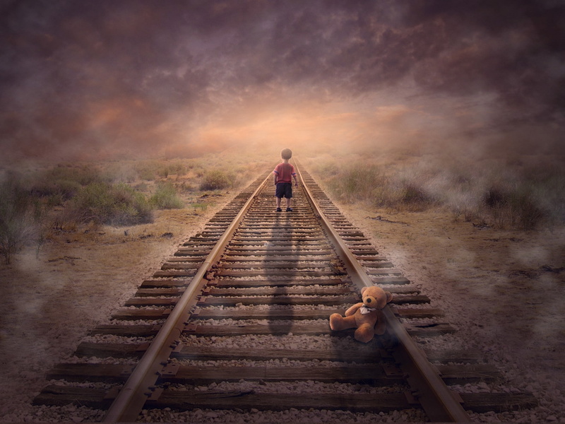 teddy bear, situation, copil, Lost, child, trail, toy, 1080P, fantasy, boy