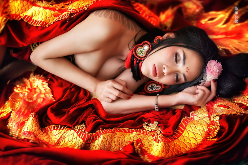 sleep, earrings, mood, the situation, face, sleeping girl, 1080P, Asian, hands