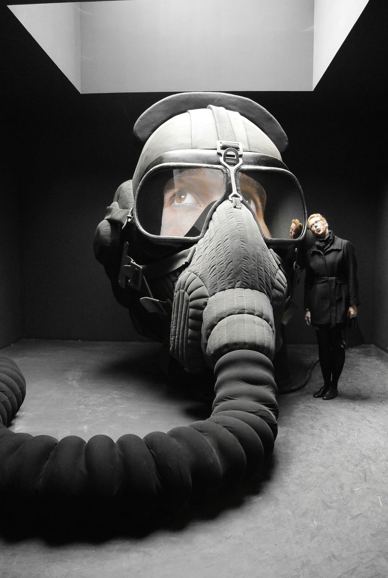 disguise, flyer, breathing, headwear, uniform, breathe, aggression, helmet, military, obscured face, 2K, adult, portrait, war, wearing, indoors, protection
