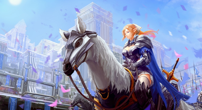 long hair, pets, low angle view, sword, domestic, activity, 2K, armor, vertebrate, riding, livestock, mammal, ride, real people, women, animal wildlife