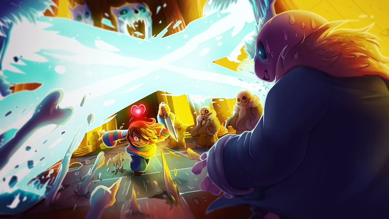 1080P, Sans, fighting, Frisk, Undertale