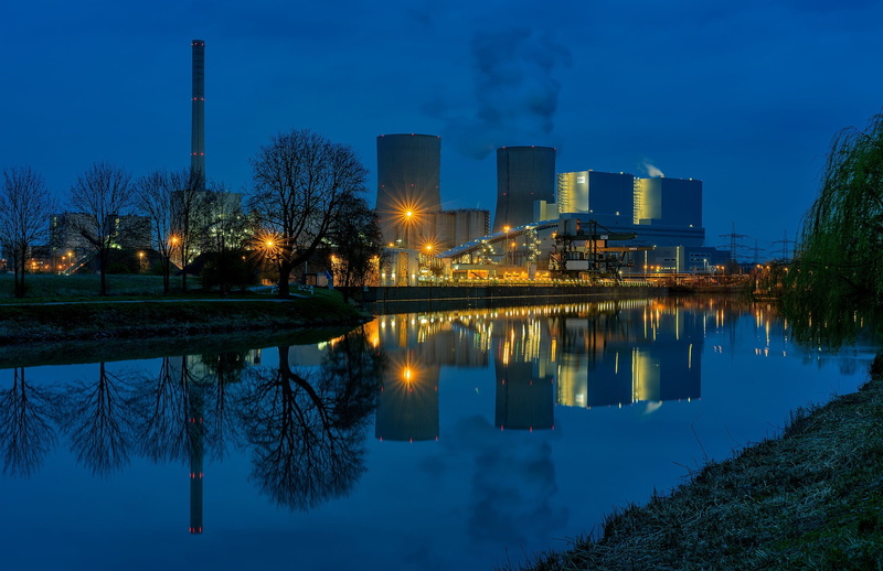 Germany, 1080P, lights, Hamm, night, channel, nuclear power station