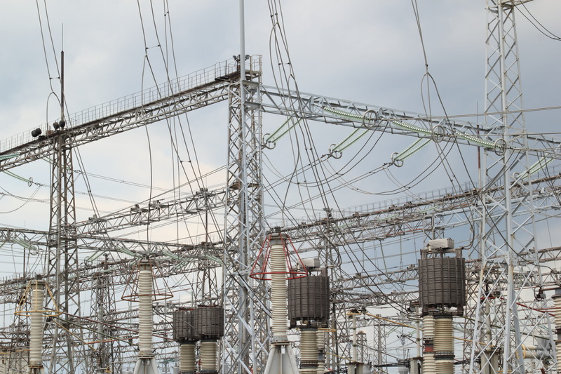 complexity, connection, high, power, Lithuania, fuel and power generation, plant, steel, city, electricity pylon, day, electricity, power supply, no people
