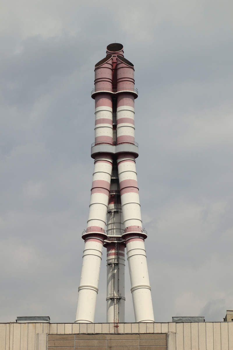 smokestack, environmental damage, station, tall - high, chimney, metal, low angle view, ignalina, factory, sky, smoke stack, lithuania, cloud - sky, environmental issues