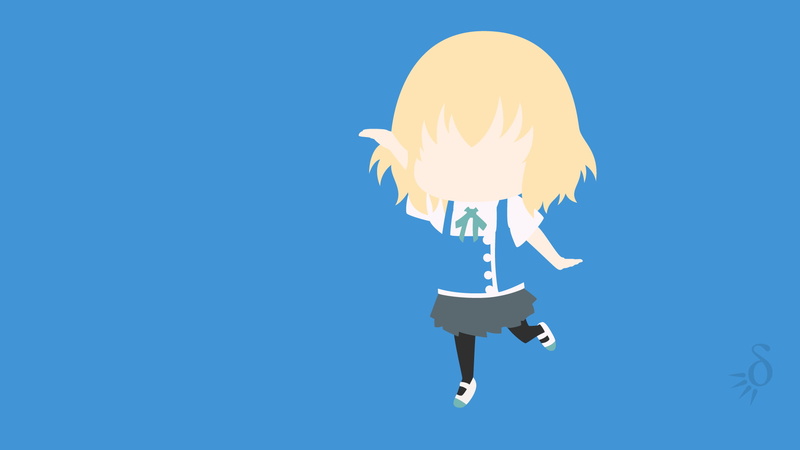sky, outdoors, mid-air, bird, business, 1080P, D-Frag!, blue background, flying, digital composite, light bulb, copy space, people, illuminated, anime girls