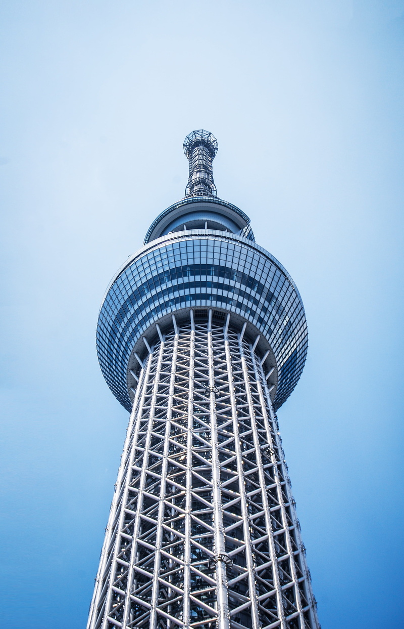 view, city, tourism, travel destinations, silver, nature, skyscraper, tower, structure, skytree, japan, gray, clear sky, sky, s, photography, worm, architecture