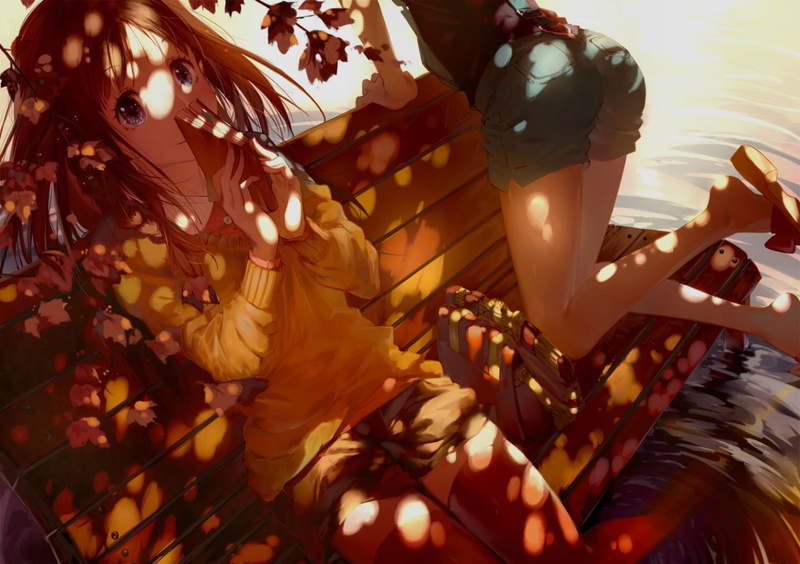 720P, chitanda, leaves, water, mayaka, hyouka, ibara, girls, book, eru, cici