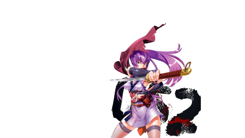 katana, copy space, human arm, two people, Busujima Saeko, white background, real people, anime girls, lifestyles, art and craft, three quarter length