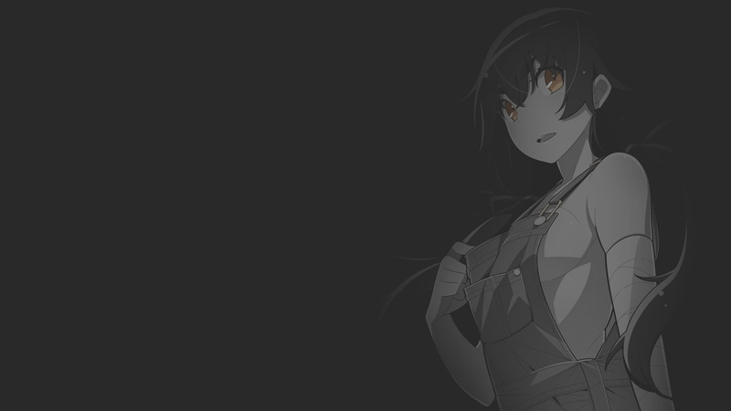 anime girls, manga, Monogatari Series, anime, Kanbaru Suruga, dark background, 1080P, fan art, minimalism, Yamanami Kousuke, monochrome, illustration