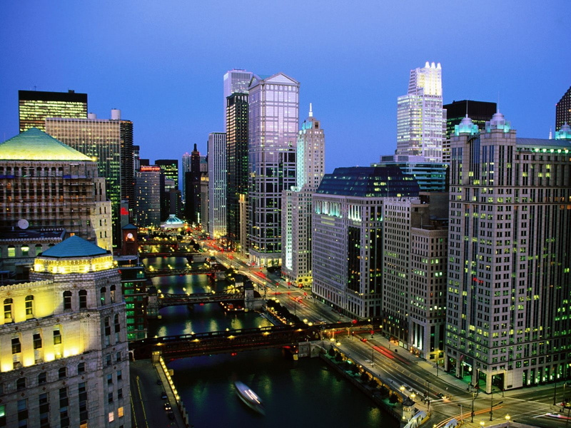 canal, 720P, city, cityscape, urban, Chicago