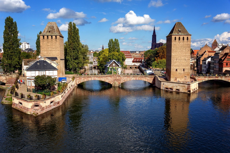 1080P, Strasbourg, France, bridge, house, sky, river, canal