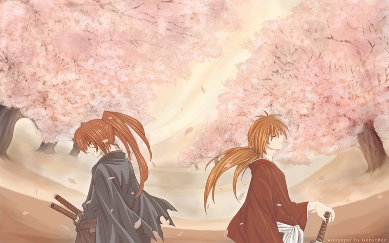 people, hairstyle, sky, beauty in nature, lifestyles, casual clothing, flower, rear view, men, women, outdoors, rurouni kenshin, real people, 1080P, togetherness