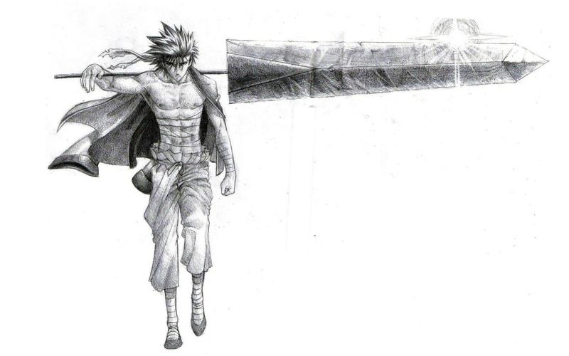 simple, 1080P, drawings, sanoskue, kenshin, rurouni, background
