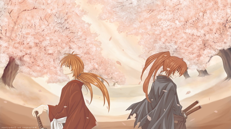 wall - building feature, leisure activity, nature, standing, females, real people, anime, day, Rurouni Kenshin, sunlight, people, two people, lifestyles