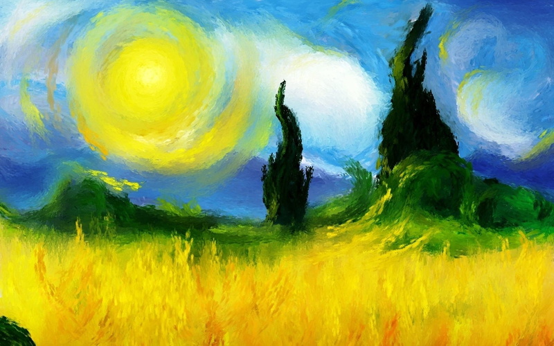abstract backgrounds, Colorful, vibrant color, green color, art product, landscape, multi colored, painted, close-up, paintings, art and craft, Modern Impressionism