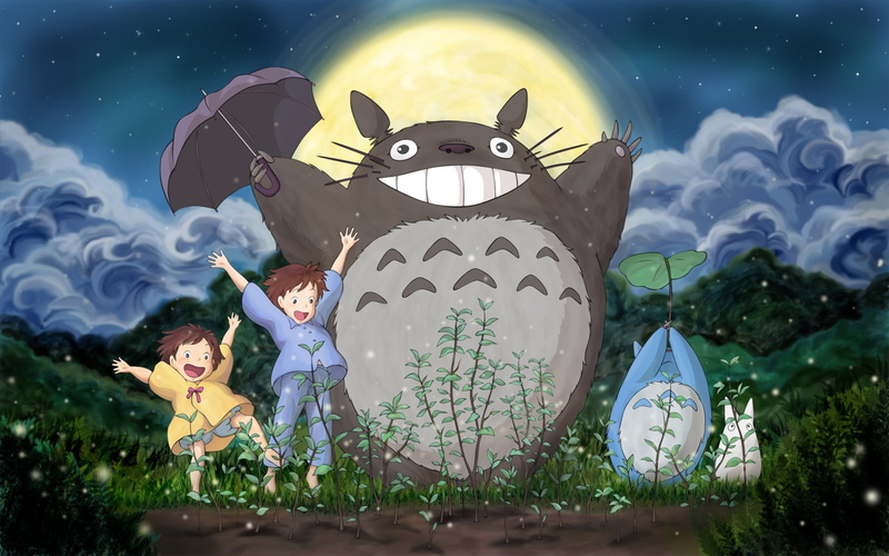 Totoro, Studio Ghibli, anime, anime girls, umbrella, anime boys, 1080P