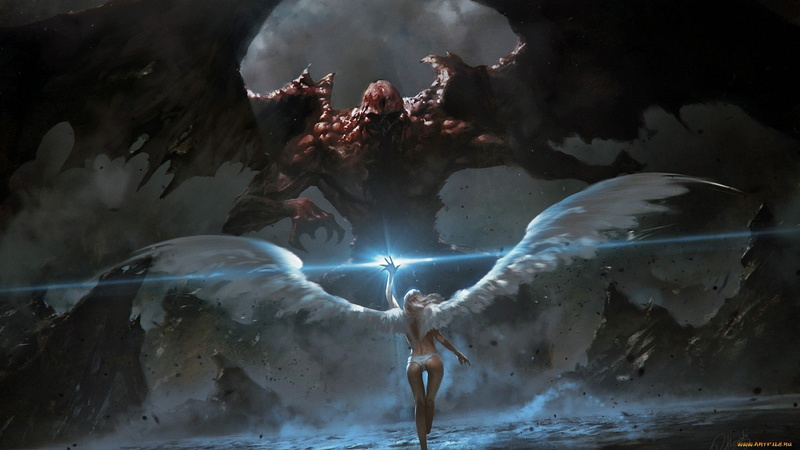 1080P, angel, 1920x1080, women, battle, girl, devil, wings, fantasy