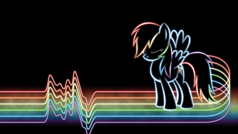 multi colored, illuminated, illustration, blurred motion, pony, rainbow dash, backgrounds, black background, night, frequency, indoors, lines, adult, motion