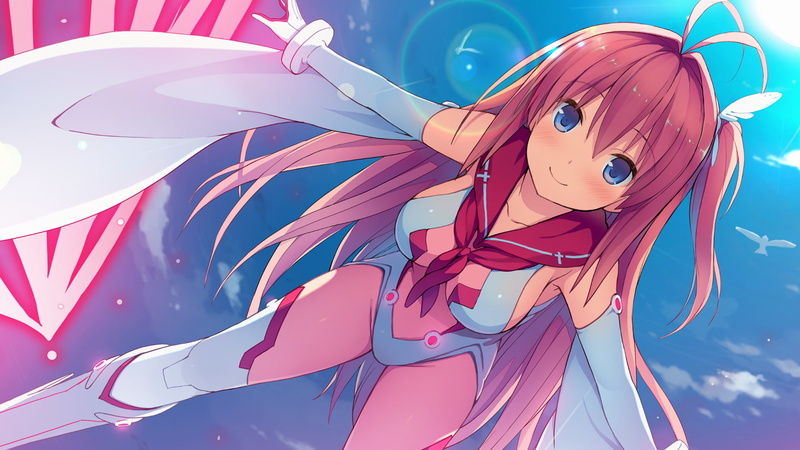 arts culture and entertainment, pink color, invertebrate, Ao no Kanata no Four Rhythm, fun, blue background, animal representation, Anime, emotion, nature