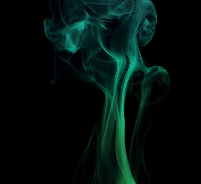 moving up, burning, no people, cut out, close-up, pattern, colored smoke, dark, green color, fumes, abstract, smoke - physical structure, 2K, copy space