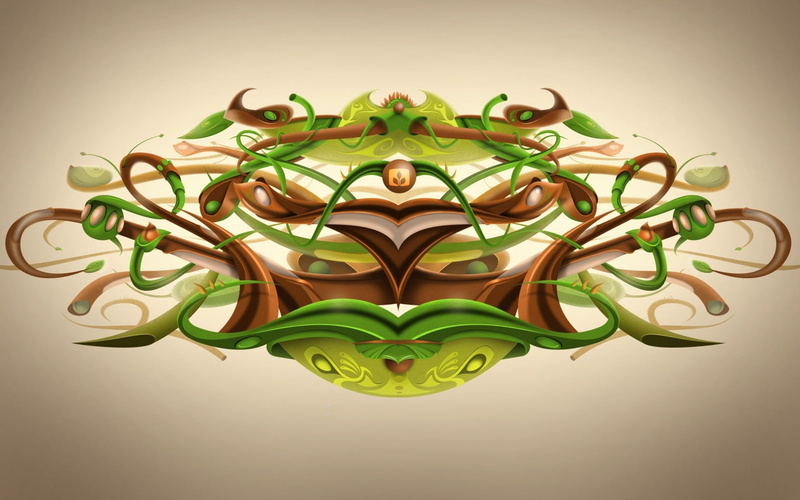 vignette, close-up, greens, pattern, design, Abstract 3D, heart shape, abstract, studio shot, brown, shape, 720P, 3D, still life, multi colored, illustration