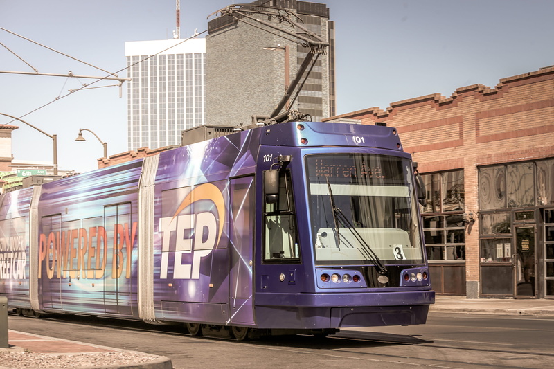 vehicle, architecture, tranportation, city, light rail, train - vehicle, streetcar, downtown, moves, day, outdoors, travel, transport, traffic, no people