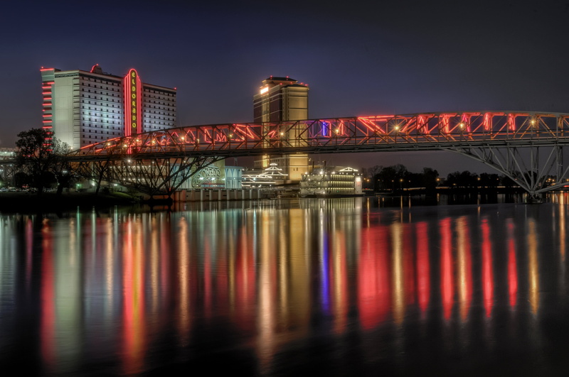 Shreveport, LA, bridge - Man Made Structure, Downtown, riverfront, 4K, shreveport, casinos, bridge, architecture, urban Scene, illuminated, shreveport  louisiana