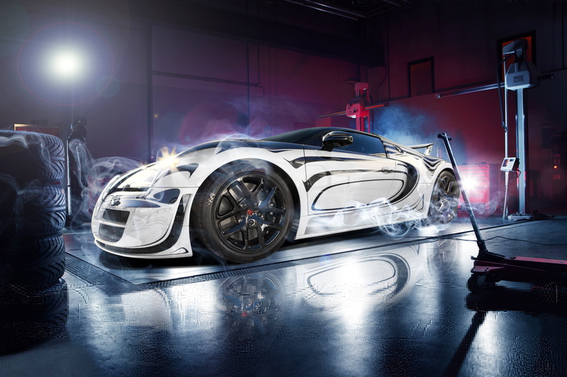technician, lighting equipment, repairing, Blanc, land vehicle, car, sports car, 1080P, human body part, people, black, Bugatti, Sport, sports, White