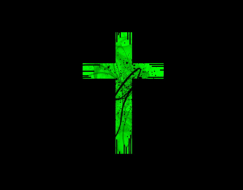 digital art, anime, 2K, illuminated, night, sign, nature, safety, green color, light, artwork, black, no people, representation, direction, cross, communication