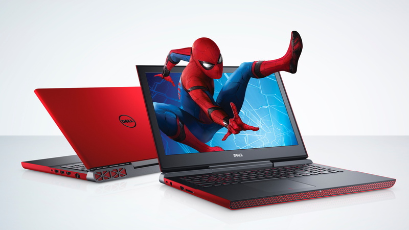 Dell laptop, dell, Notebook, 8K, laptop, 4K, Spider-Man: Homecoming, red, 8K