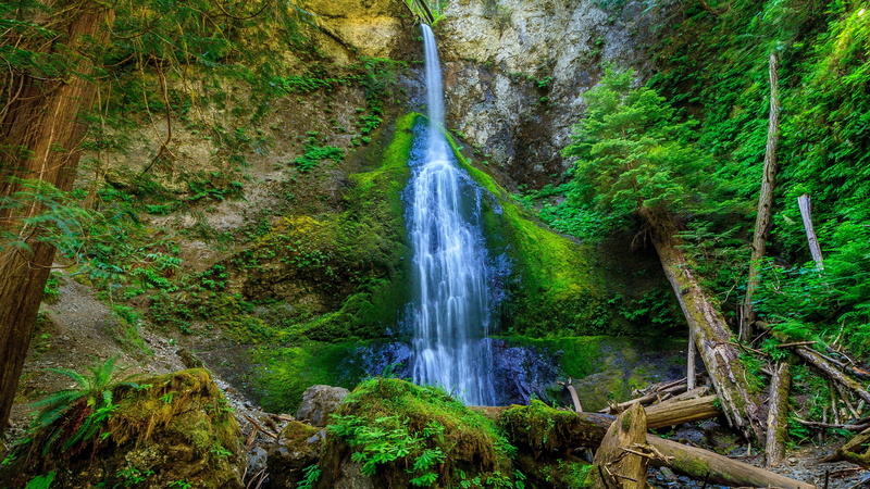land, waterfall, 4K, nature  for desktop download 3840x2160, outdoors, rainforest, long exposure, no people, green color, tree, nature, forest, rock, growth