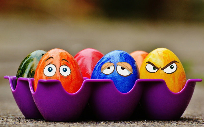 4K, Background Ultra HD 4K, emotions, eyes, easter eggs, download 3840x2400