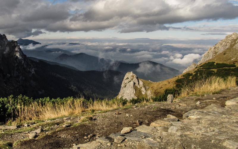 rocks, Background Ultra HD 4K, Landscape, sky backgrounds, 4K, mountains