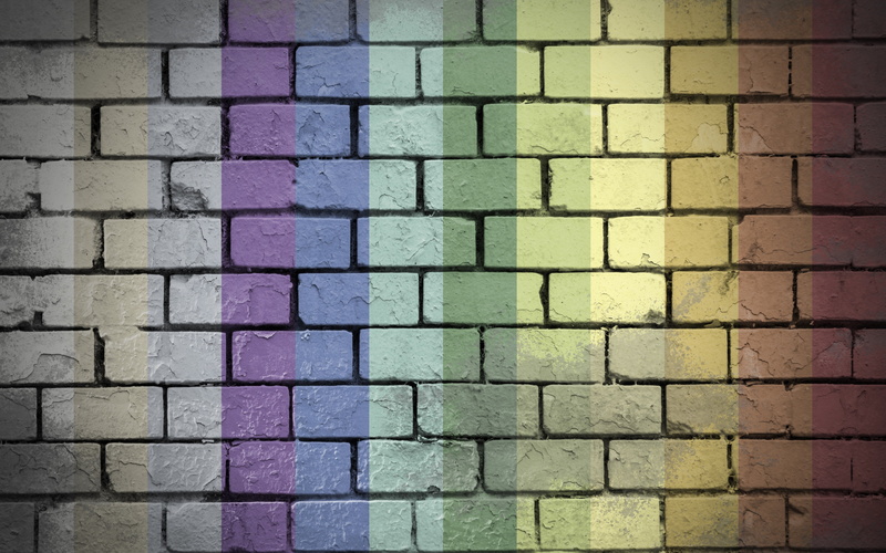 textures, 4k ultra hd background, 4K, rainbow, colorful, wall, bricks