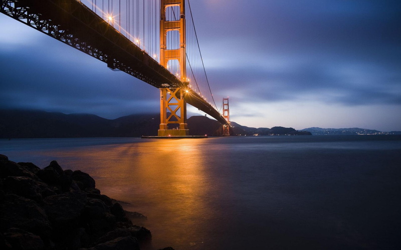 night, nature and landscapes, architecture, bridges, nice, golden gate, bridge, gate, cool, 1080P, golden