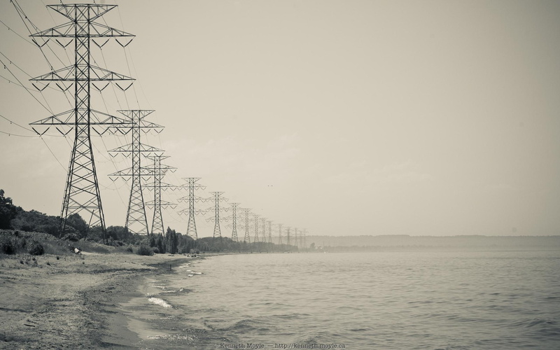 1080P, beach, shore, sepia, electricity, power, water, lake, powerline, hydro, lakeontario, hamilton, towers