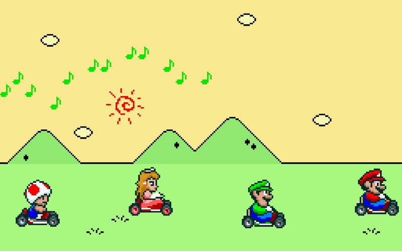 games, kart, nintendo, bit, Mario, video, hd, Super Mario, princess, 1080P, super, luigi, peach, x, art