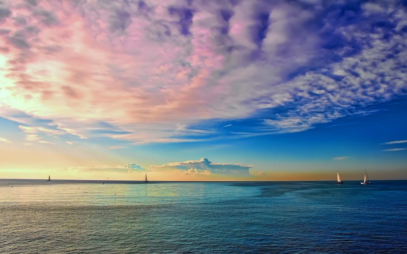 clouds, 1080P, sailing, boat, sea