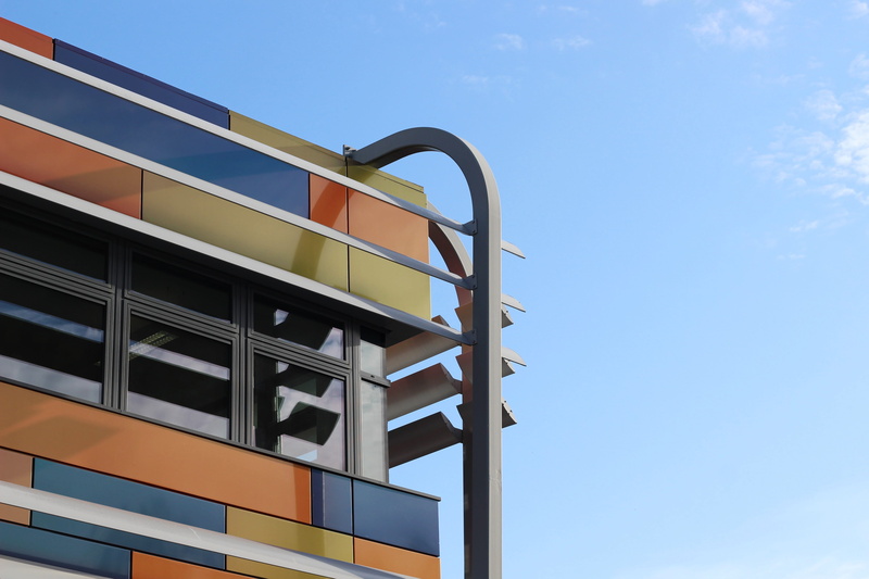 4K, building, communication, tech, clear sky, metal, day, fintech, nature, text, design, sign, architecture, colour, blue, love, city, outdoors, no people
