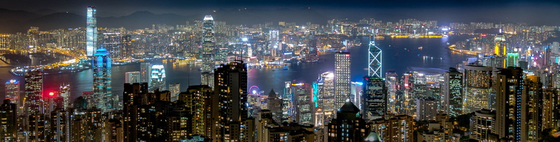 travel, glass, port, skyscraper, horizontal, downtown district, large, panoramic image, no people, landscape, skyline, hong kong, residential district