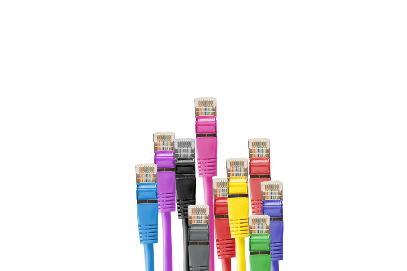 assorted, connection, macro, indoors, rj-45, lan cable, white background, variation, data processing, plug, no people, still life, large group of objects