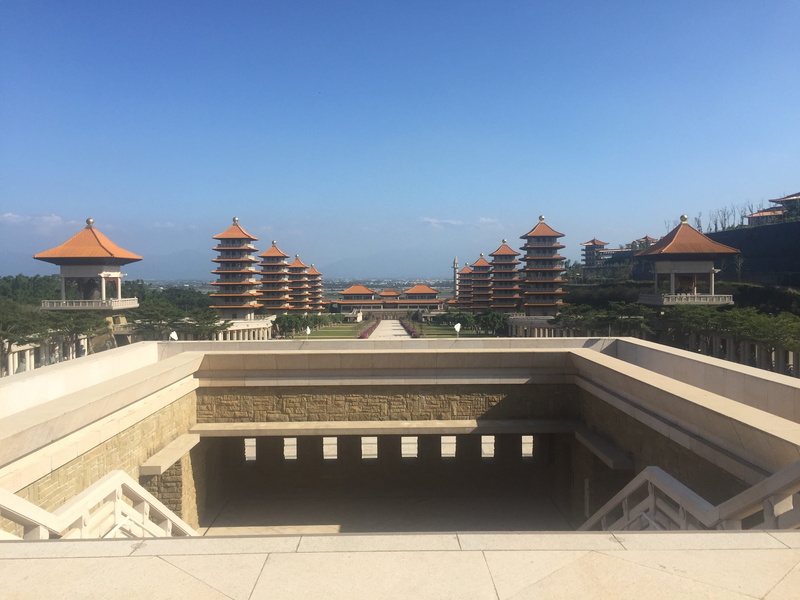 city, Temple, the past, sky, Kaohsiung, architecture, travel, buddhism, staircase, asia, spirituality, 2K, place of worship, building exterior, clear sky