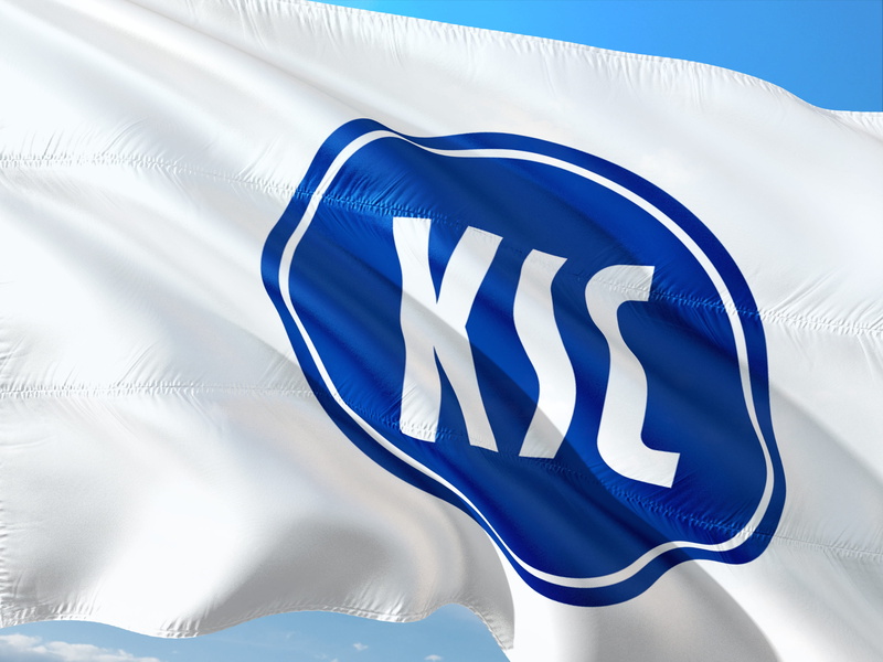 sunlight, white color, karlsruher sc, bundesliga, football, environment, marketing, sign, logo, close-up, no people, wind, shape, patriotism, blue, ksc